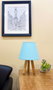 Opviq Lámpara de Mesa de Madera con Pantalla Azul y Natural
